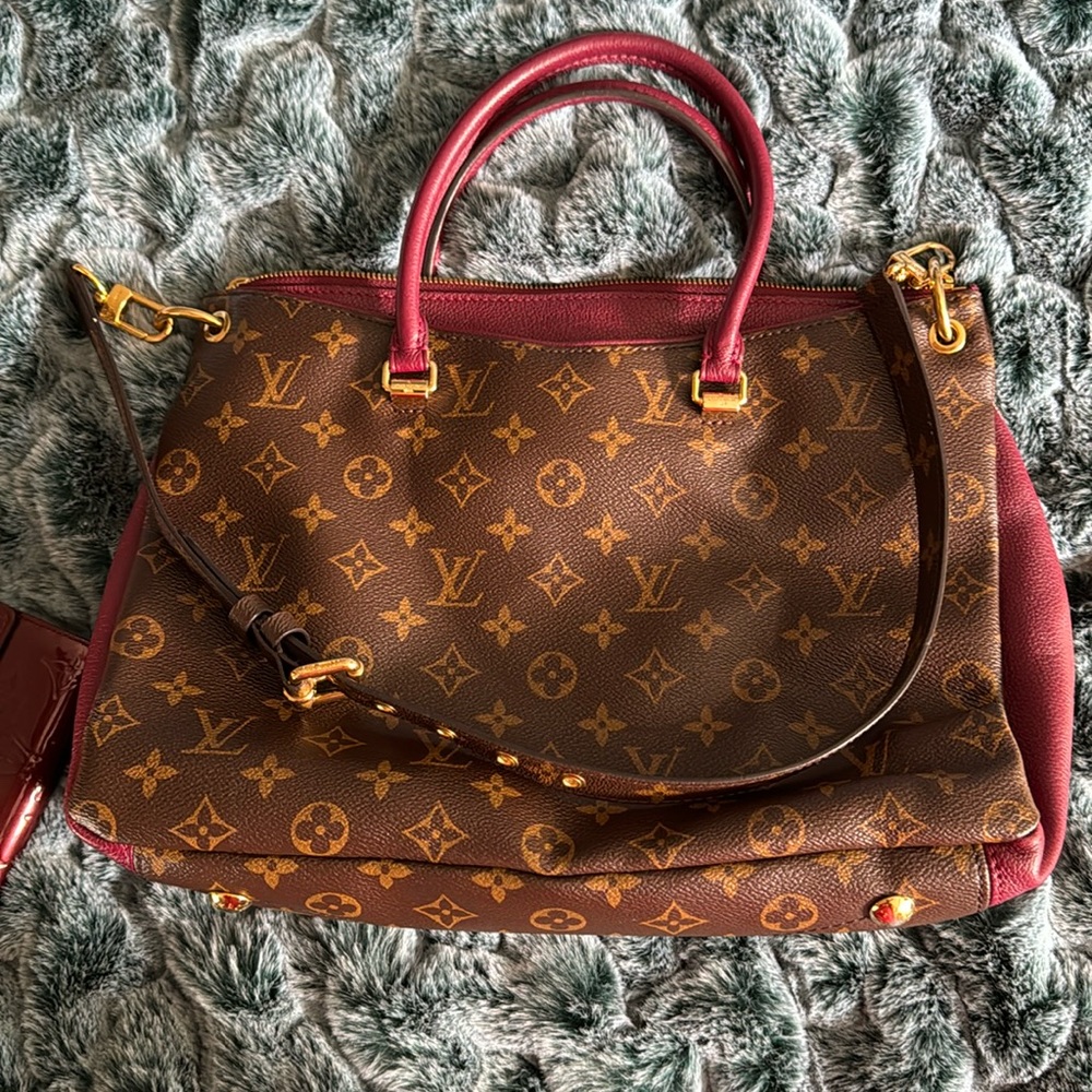 2 way burgundy monogram Pallas handbag